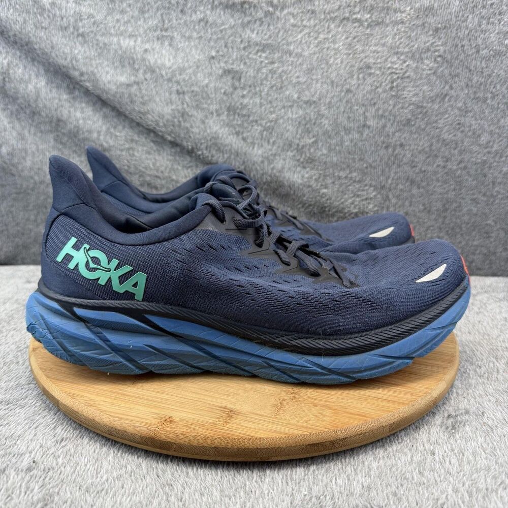 Hoka One One Clifton 8 Shoes Mens Size 12.5 2E Blue Running Sneakers 1121374